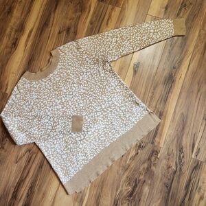 Land's End Gold Leopard 100% Cotton Sweater Size M